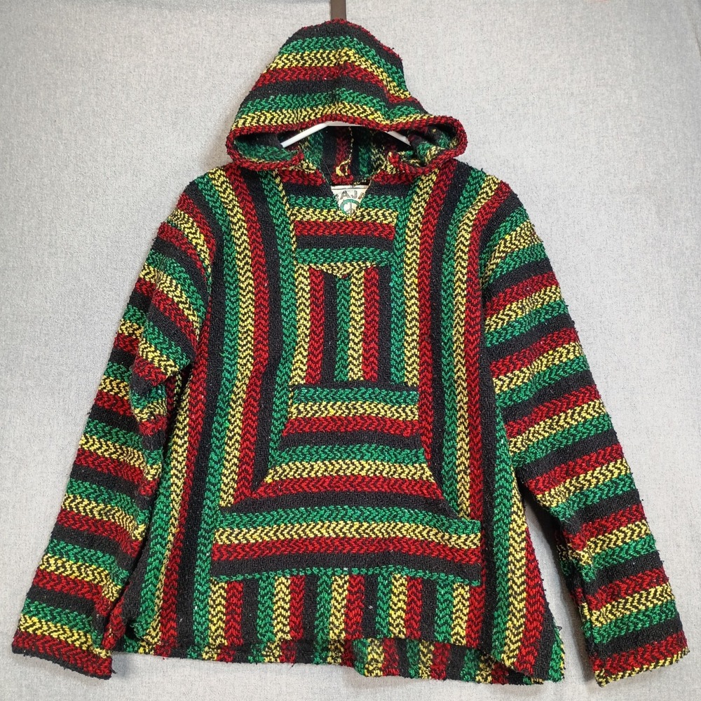 Baja Joe Earth Ragz Rasta Hoodie Small Mexican Baja Drug Rug Reggae Festival